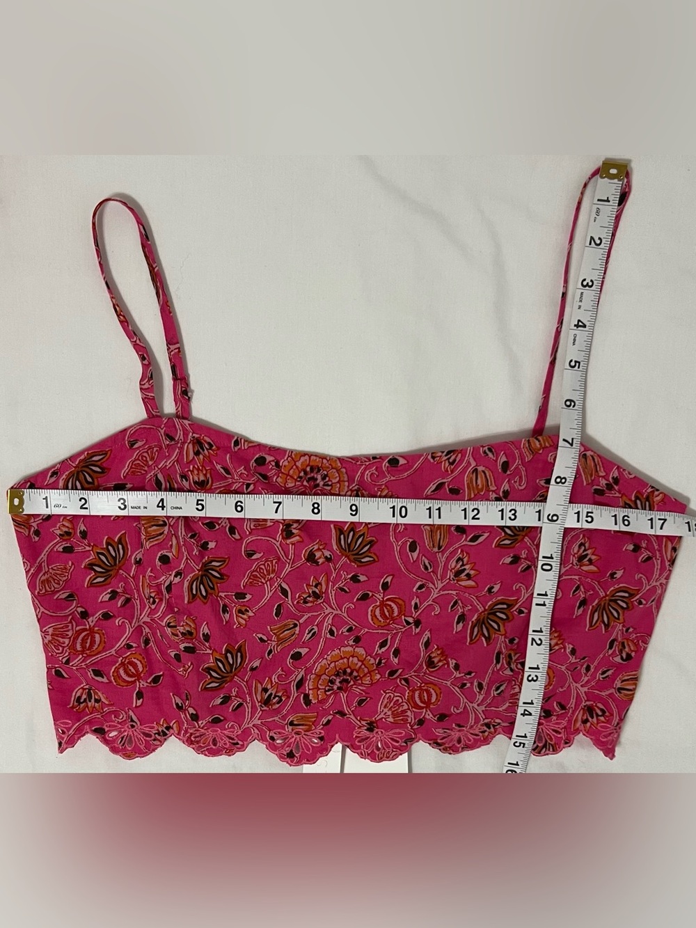 NWT Caroline Constas Pink Floral Cotton 2-Piece Set Crop Top Tiered Midi Skirt - Picture 17 of 17